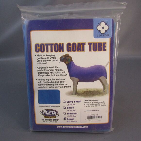 Weaver Livestock Cotton Goat Tube‎ Large 85-105 lbs NEW Blue Keep Goats Clean - Picture 1 of 5